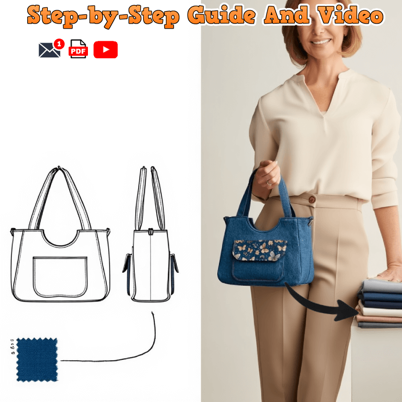 Denim Pocket U-Bag PDF Download Pattern (3 sizes included)