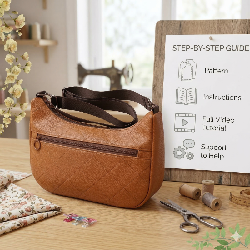 Faux Leather Shoulder Bag PDF Download Pattern (3 sizes included)