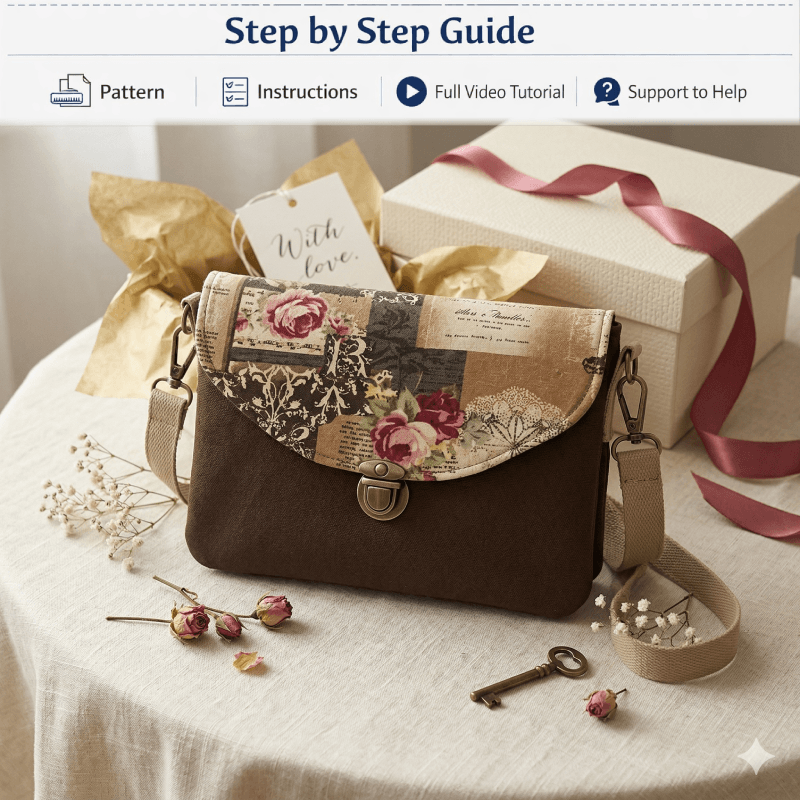 Pocketed Crossbody Purse PDF Download Pattern (3 sizes included)