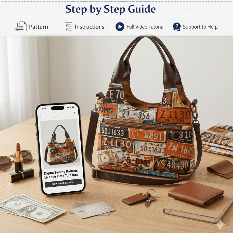 Stylish Tote Bag PDF Download Pattern (3 sizes included)