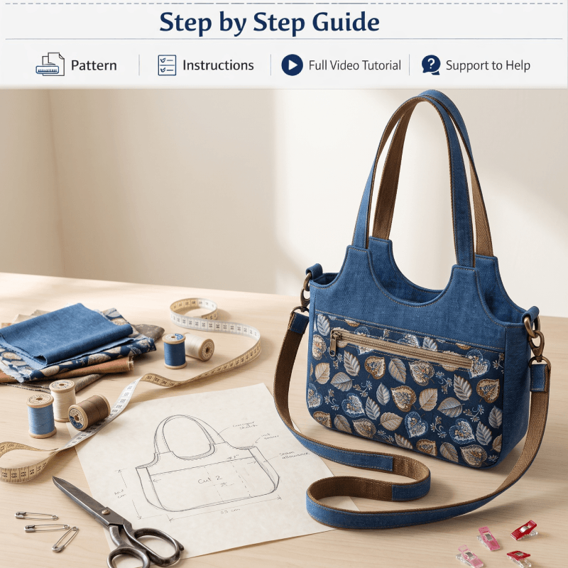 U-Shape Pocket Bag PDF Download Pattern (3 sizes included)