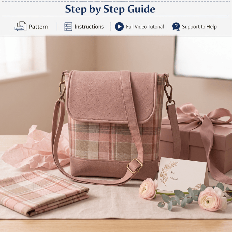 Square Flap Crossbody Bag PDF Download Pattern (3 sizes included)
