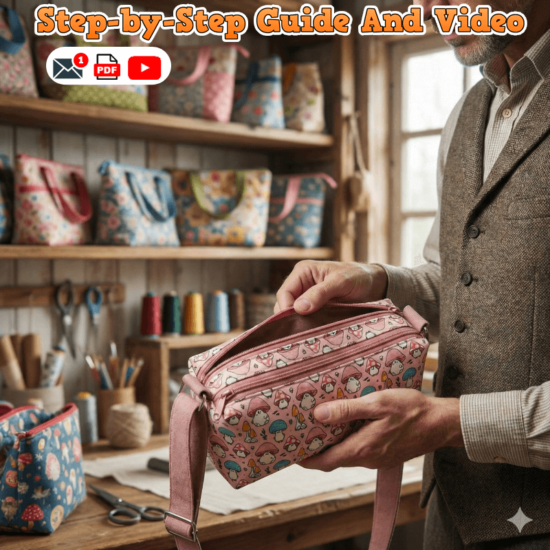 Dual-Zip Crossbody Bag PDF Download Pattern (3 sizes included)