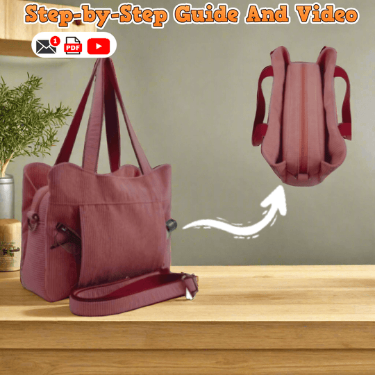 Multi-Pocket Zipper Tote Bag PDF Download Pattern (3 sizes included)