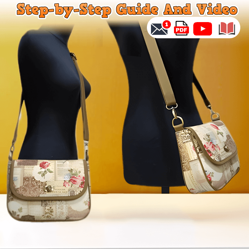 Flap Over Shoulder Bag PDF Download Pattern (3 sizes included)