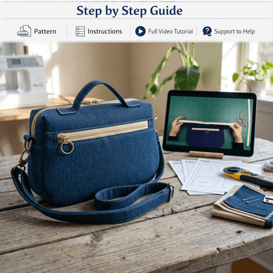 Denim Zip Crossbody Bag PDF Download Pattern (3 sizes included)