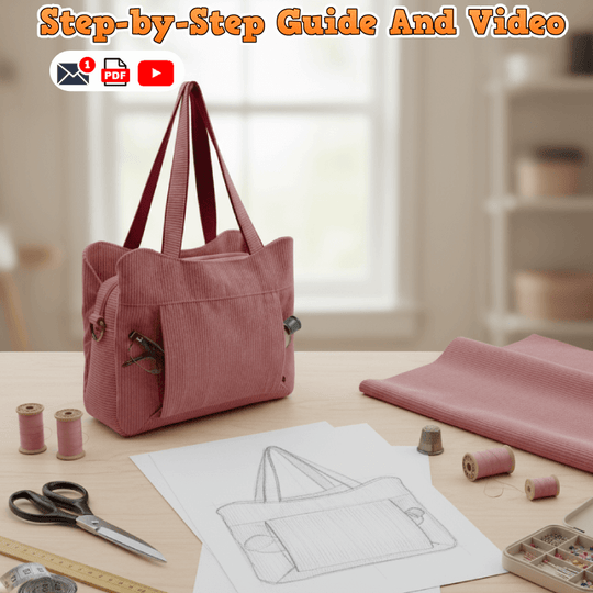 Multi-Pocket Zipper Tote Pattern + Bonus Two-Sided Handbag (3 Sizes Each)