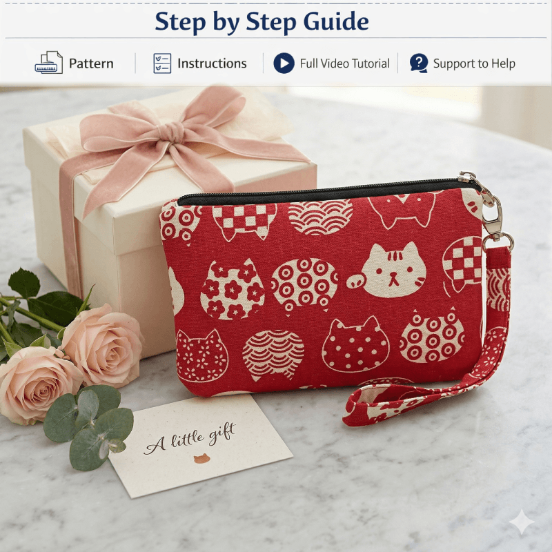 Triple Compartments Wristlet PDF Download Pattern (3 sizes included)