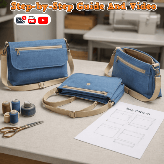 Zip-Front Flap Bag PDF Download Pattern (3 sizes included)