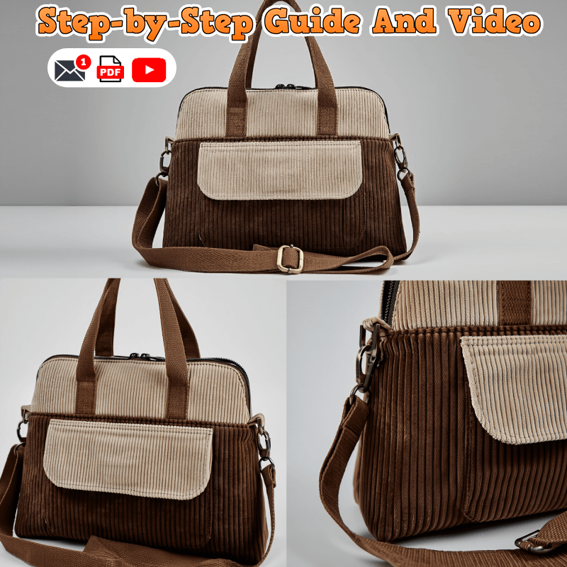 Flap Pocket Handbag PDF Download Pattern (3 sizes included)