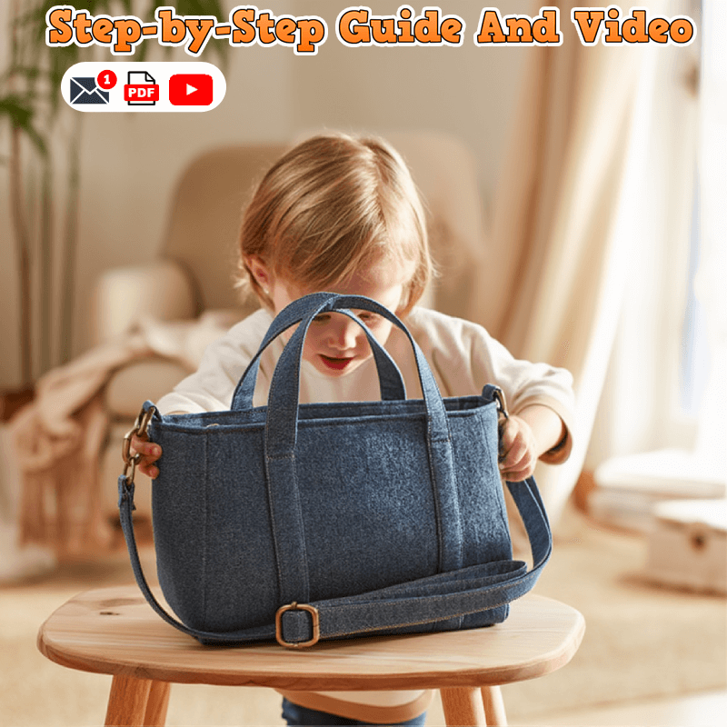 Denim Modern Zip Tote PDF Download Pattern (3 sizes included)