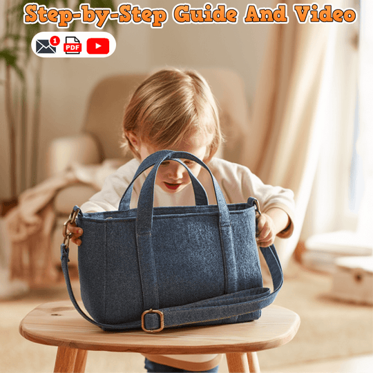 Denim Modern Zip Tote PDF Download Pattern (3 sizes included)
