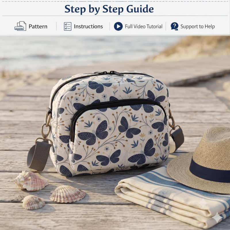 Pocketed Zipper Crossbody Bag PDF Download Pattern (3 sizes included)
