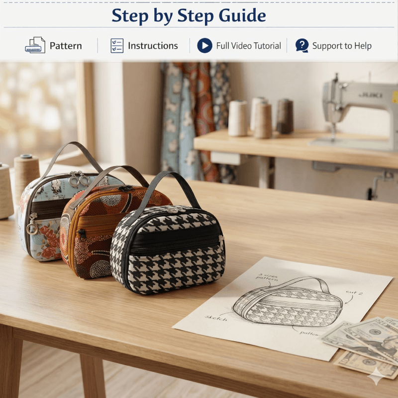 Useful Zipper Pouch PDF Download Pattern (3 sizes included)