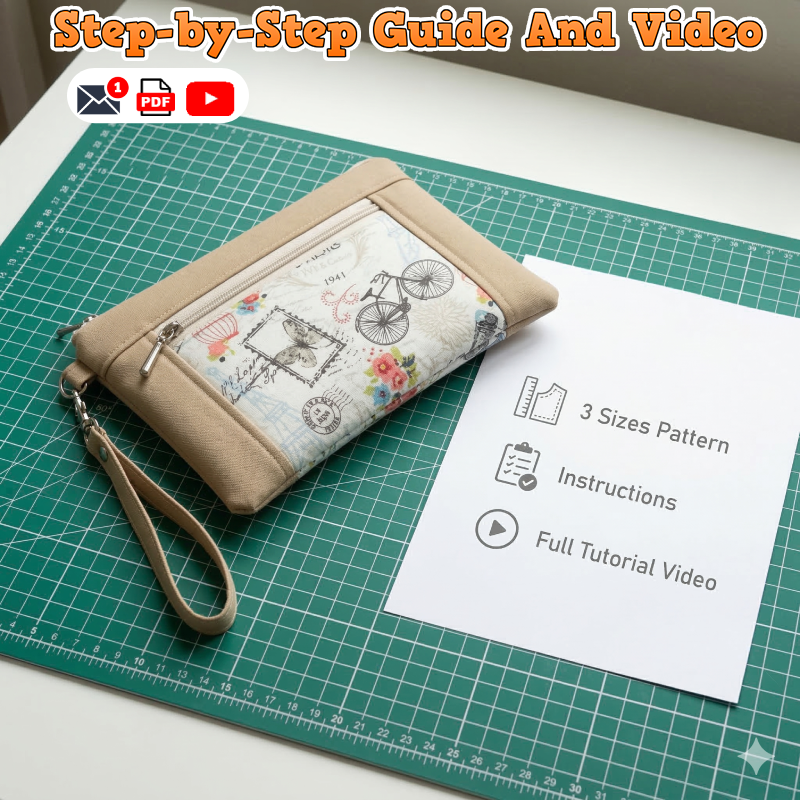 Wristlet Clutch Bag PDF Download Pattern (3 sizes included)