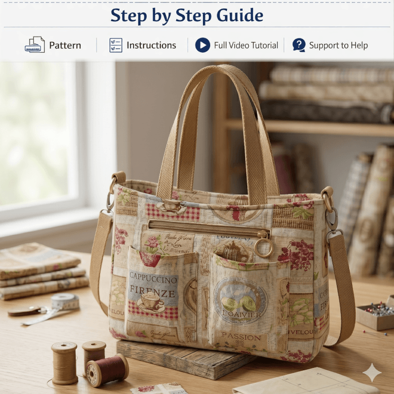 Gusseted Tote Bag PDF Download Pattern (3 sizes included)
