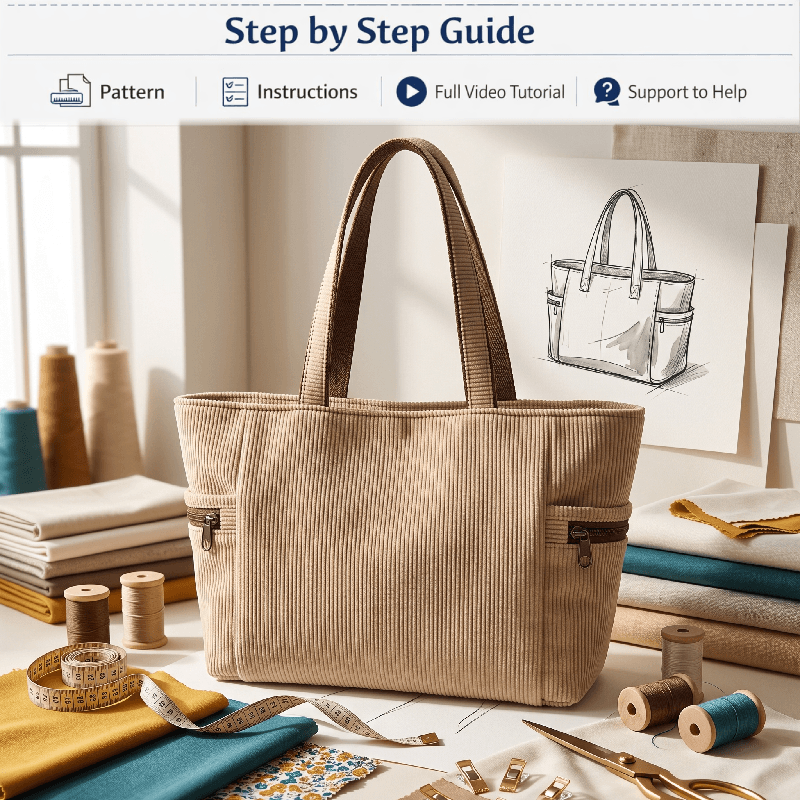 Two-Sided Zip Handbag PDF Download Pattern (3 sizes included)