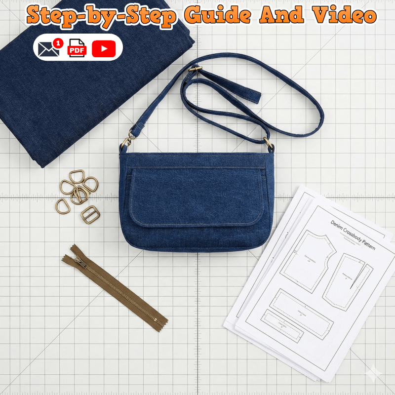 Flap & Zip Shoulder Bag PDF Download Pattern (3 sizes included)