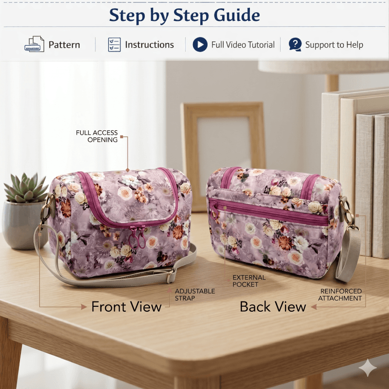 Zip-Top Crossbody Bag PDF Download Pattern (3 sizes included)