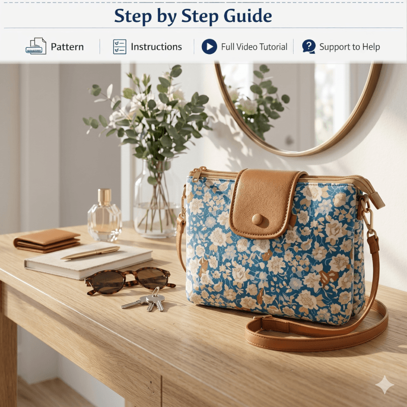 Double Zip Crossbody Bag PDF Download Pattern (3 sizes included)