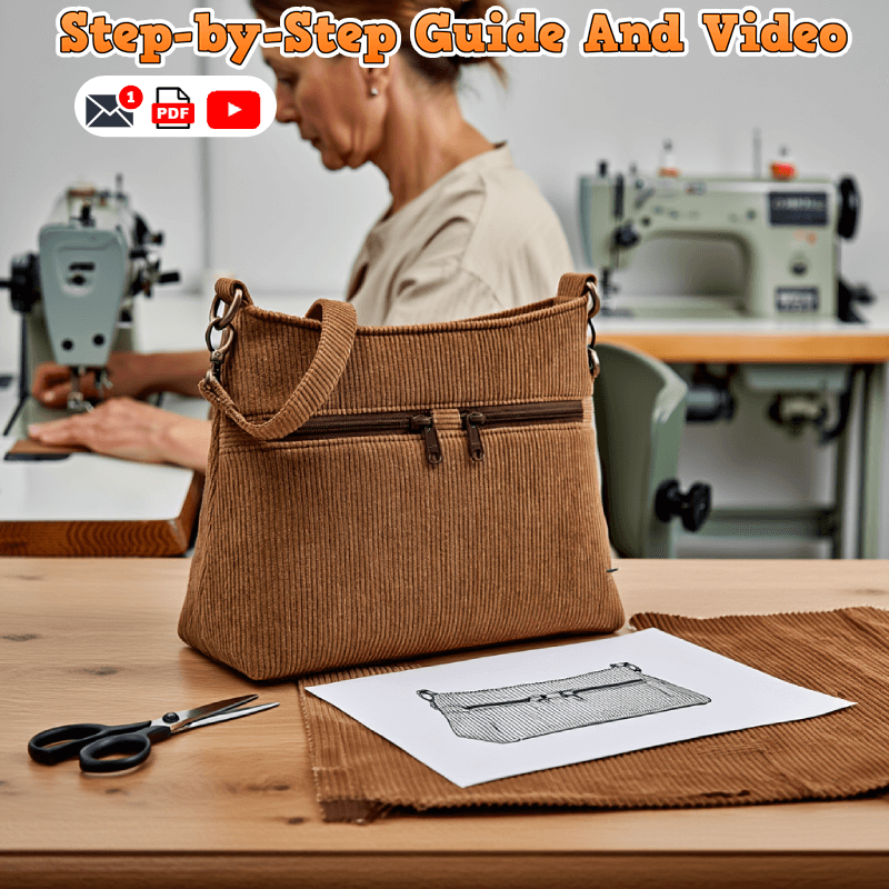 Two-Zip Pocket Shoulder Bag PDF Download Pattern (3 sizes included)