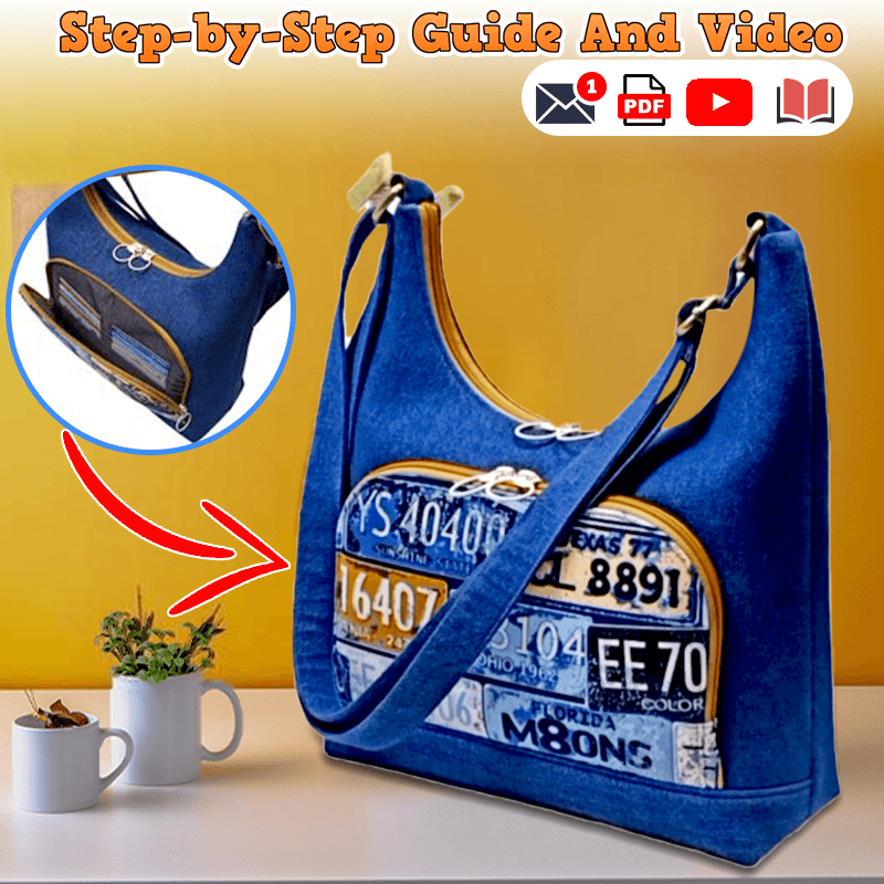 Denim Shoulder Bag PDF Download Pattern (3 sizes included)