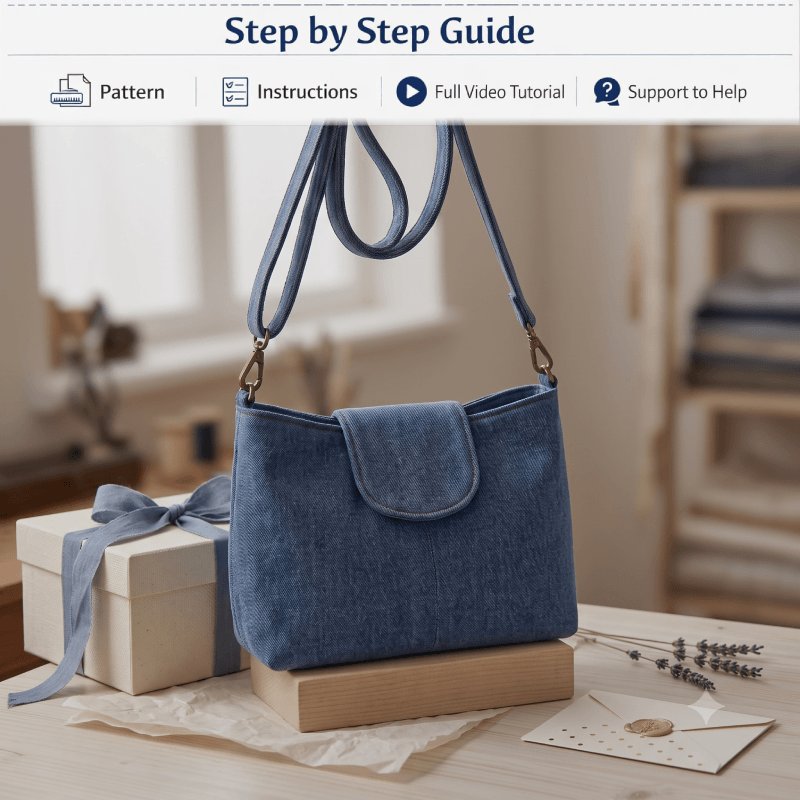 Denim Divided Crossbody Bag PDF Download Pattern (3 sizes included)