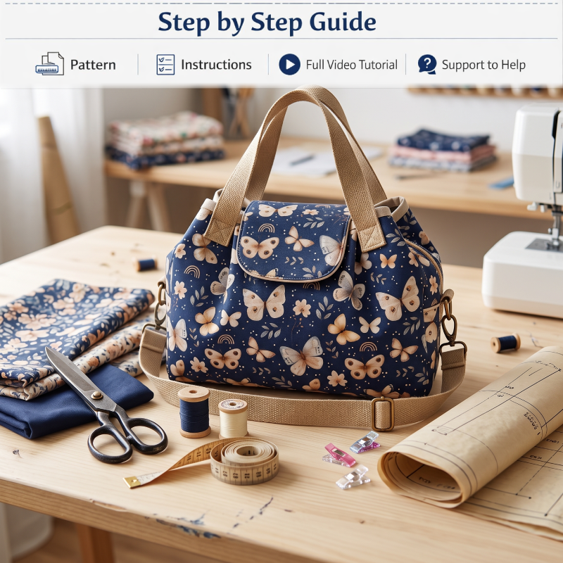 Triple-Compartment Flap Handbag PDF Download Pattern (3 sizes included)