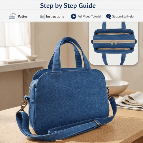 Modern Triple Compartment Bag PDF Download Pattern (3 sizes included)