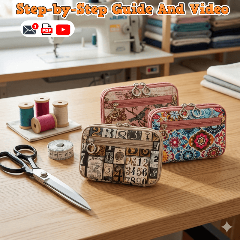 Zipper Card Wallet PDF Download Pattern (3 sizes included)