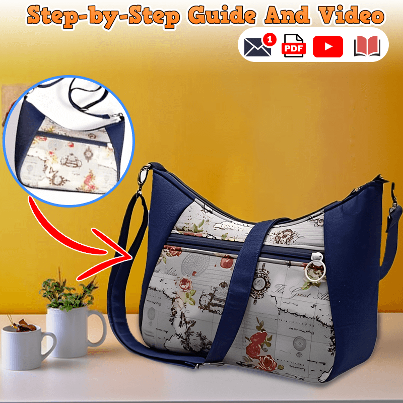 Denim Zipper Shoulder Bag PDF Download Pattern (3 sizes included)