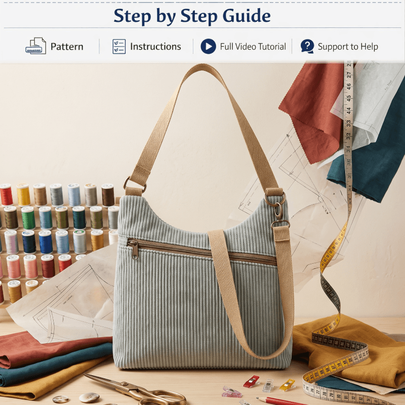 Crescent Sling Bag PDF Download Pattern (3 sizes included)