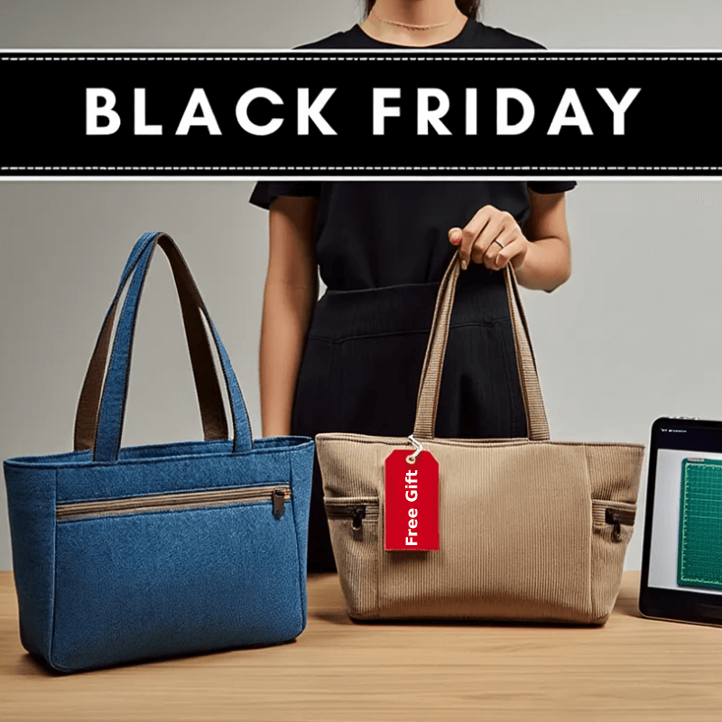 Denim Zip Handbag Pattern + FREE Two-Sided Handbag (3 Sizes Each)