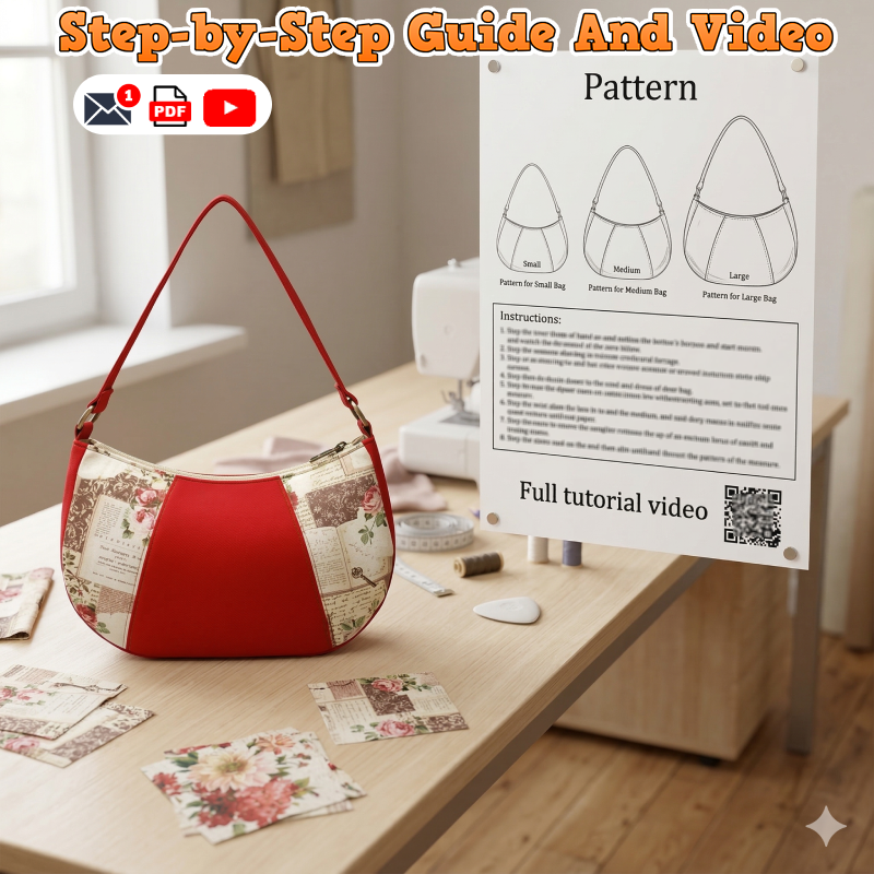 Shoulder Purse Bag PDF Download Pattern (3 sizes included)