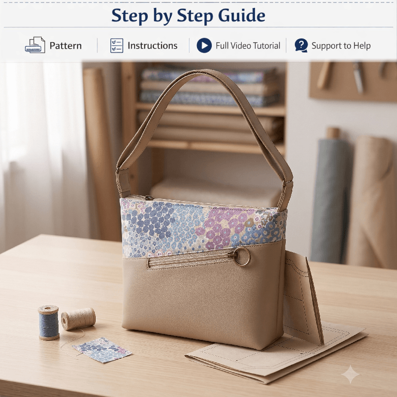 Triple Zipper Shoulder Bag PDF Download Pattern (3 sizes included)
