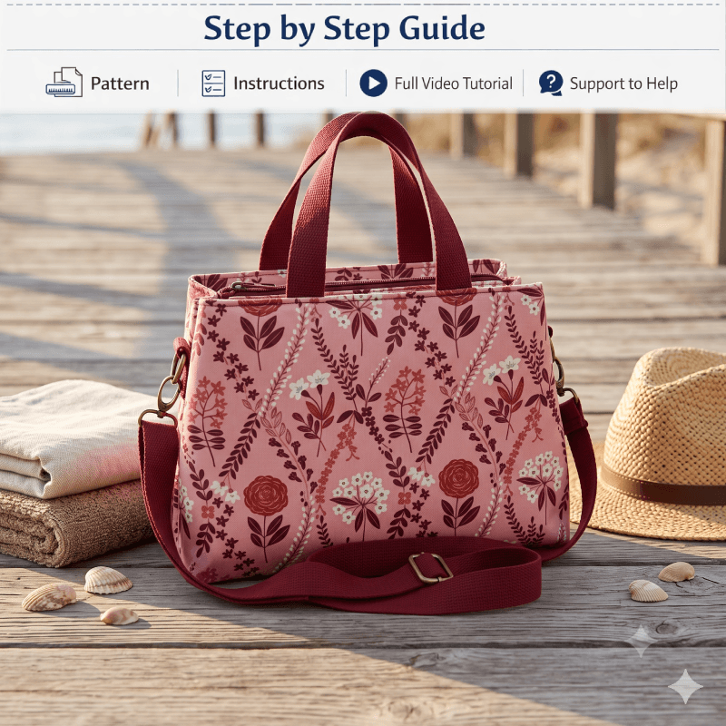 Triple-Compartment Handbag PDF Download Pattern (3 sizes included)