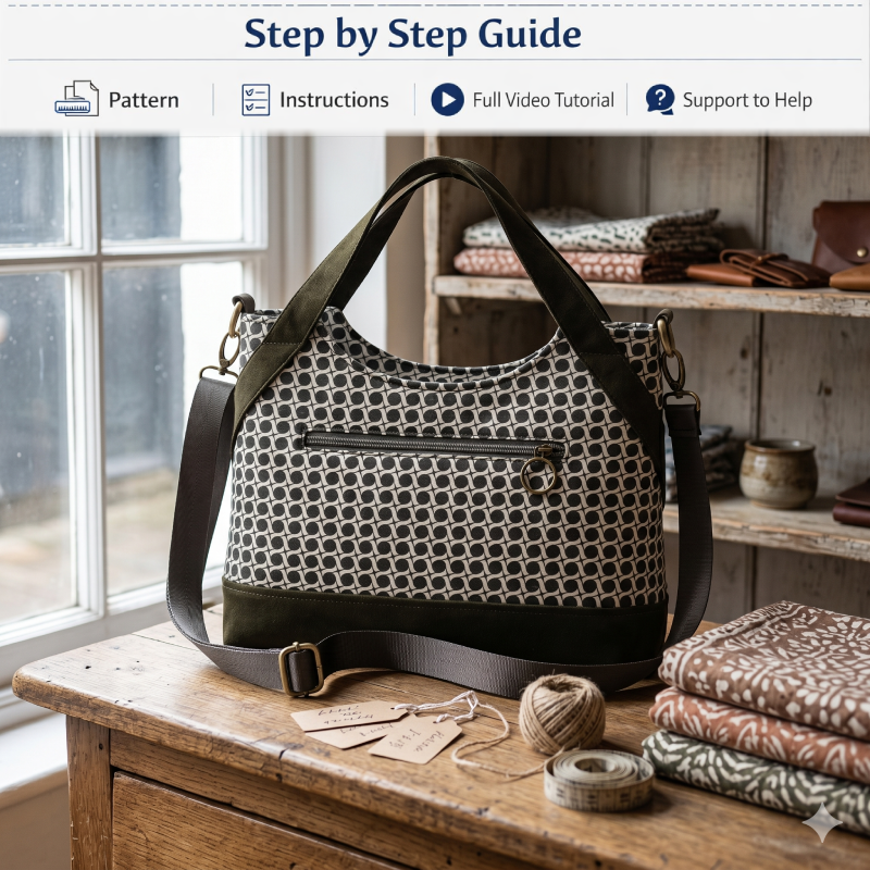 Zipper Shoulder Bag PDF Download Pattern  (3 sizes included)