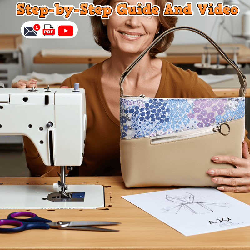 Triple Zipper Shoulder Bag PDF Download Pattern (3 sizes included)