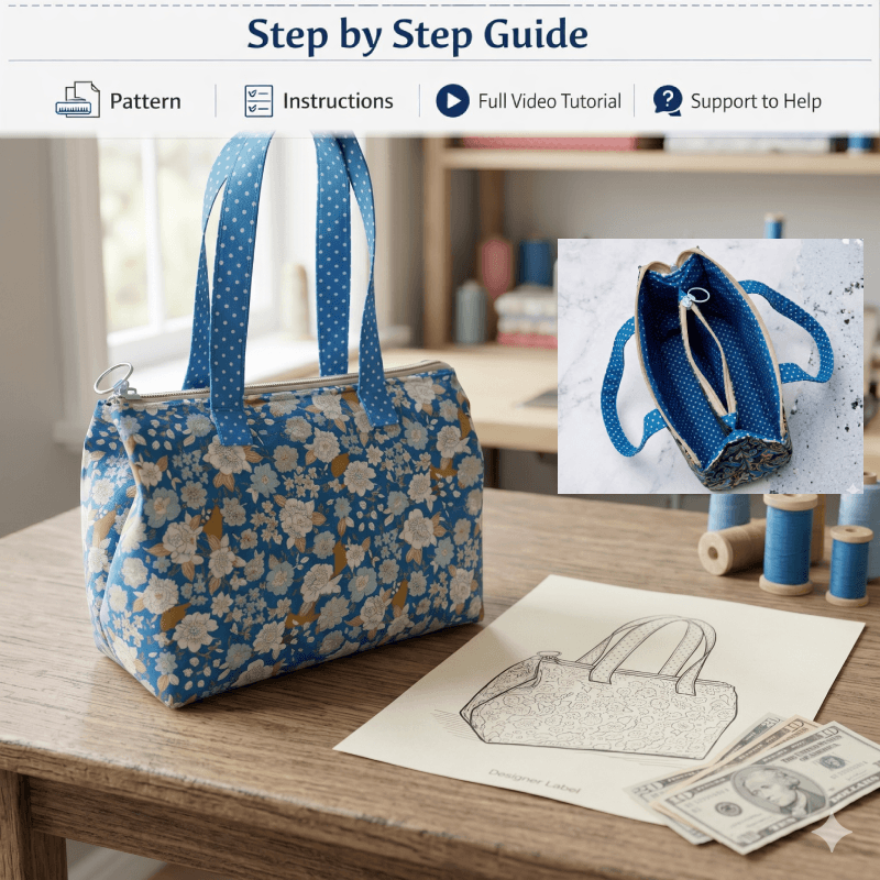Cute Cosmetic Bag PDF Download Pattern (3 sizes included)