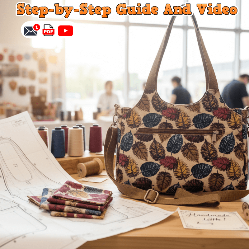Three-Compartment Zippered Bag PDF Download Pattern (3 sizes included)