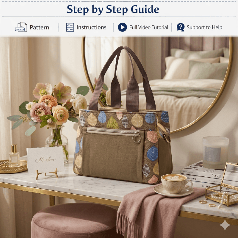 Multi Pockets Tote Bag PDF Download Pattern (3 sizes included)