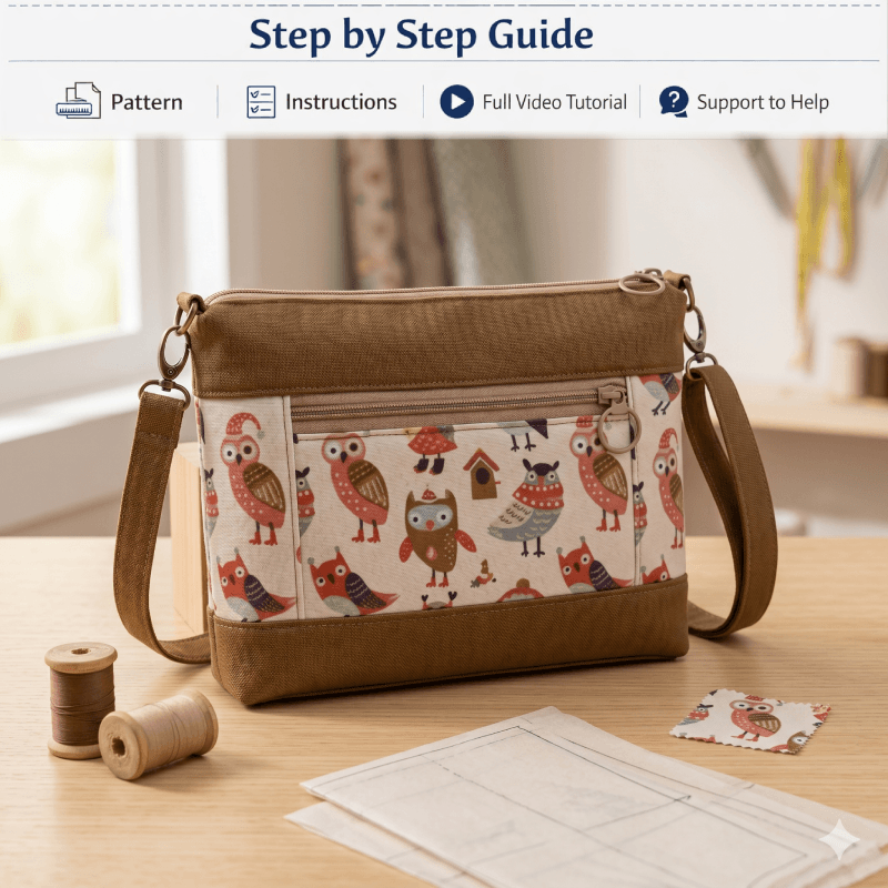Zipper Crossbody Bag PDF Download Pattern (3 sizes included)
