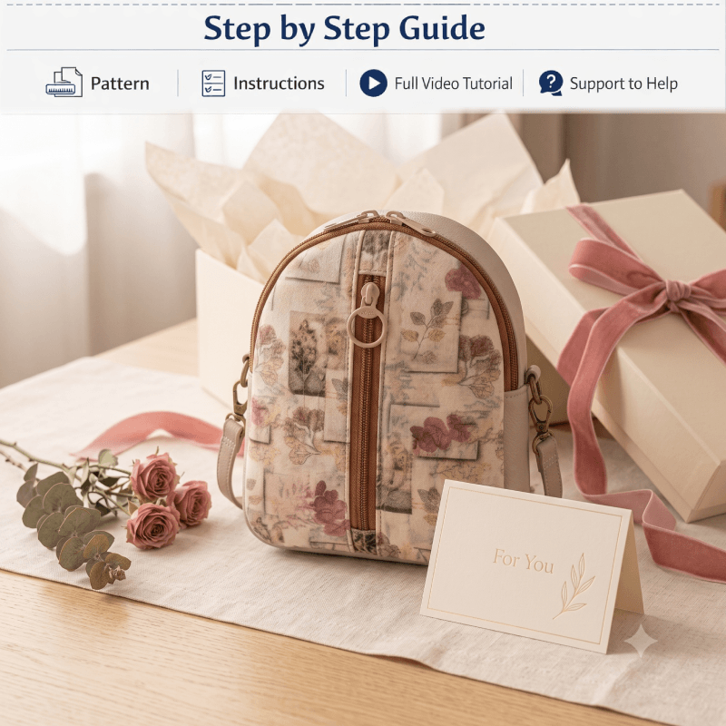 Dual-Zipper Mini Crossbody Bag PDF Download Pattern (3 sizes included)
