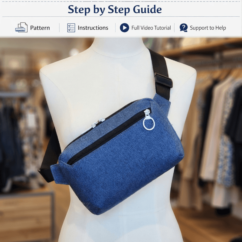 Denim Organizer Sling Bag PDF Download Pattern (3 sizes included)