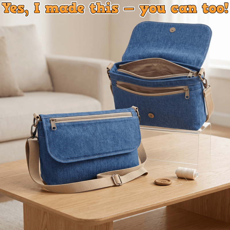 Zip-Front Flap Bag PDF Download Pattern (3 sizes included)