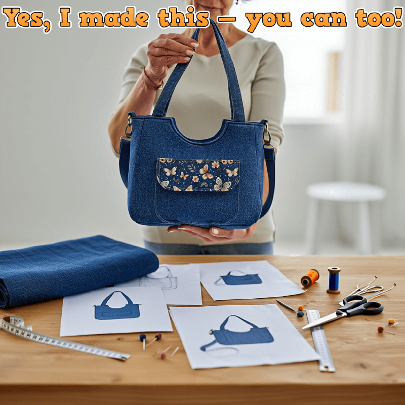 Denim Pocket U-Bag PDF Download Pattern (3 sizes included)