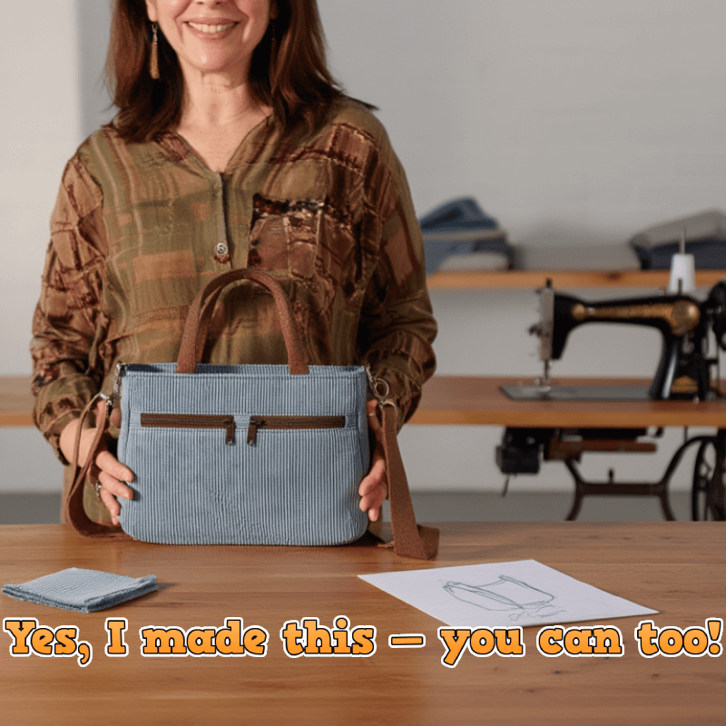 Dual-Zip Pocket Shoulder Bag PDF Download Pattern (3 sizes included)