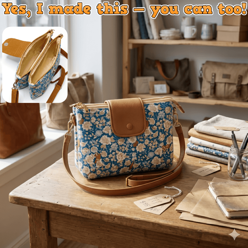 Double Zip Crossbody Bag PDF Download Pattern (3 sizes included)