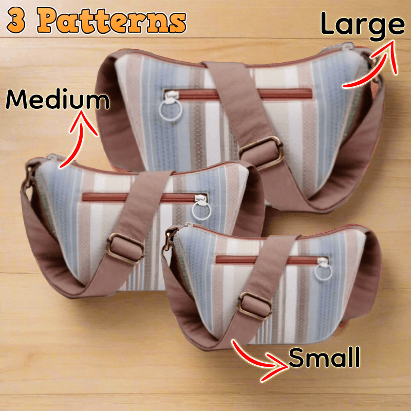 Front Pocket Crossbody Bag PDF Download Pattern (3 sizes included)