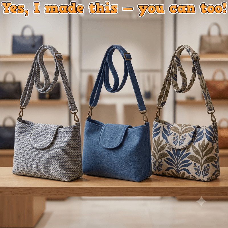 Denim Divided Crossbody Bag PDF Download Pattern (3 sizes included)